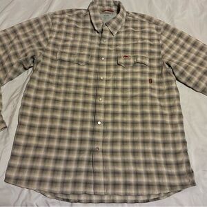 Simms Men’s Plaid Button Down Shirt Large Core Fishing Outdoor Long Sleeve